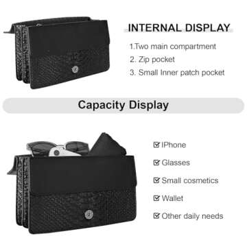 aiunone Crossbody Bags for Women - Snake Pattern Leather Shoulder Handbags Evening Clutch Satchel Ba...