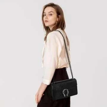 aiunone Crossbody Bags for Women - Snake Pattern Leather Shoulder Handbags Evening Clutch Satchel Bags(Black)