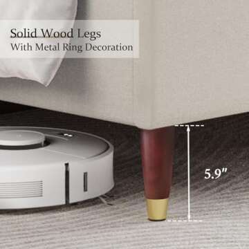 Jocisland Upholstered Bed Frame Full Size 51.2" High Platform Bed with Wingback Headboard/No Box Spring Needed/Easy Assembly/Brown