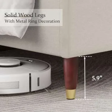 Jocisland Upholstered Bed Frame Full Size 51.2" High Platform Bed with Wingback Headboard/No Box Spring Needed/Easy Assembly/Brown