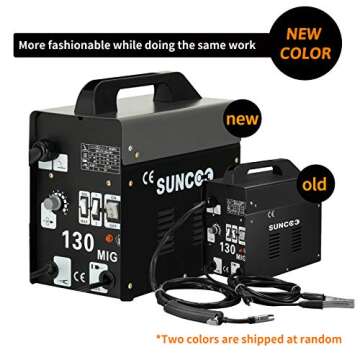 SUNCOO 130 MIG Welder Flux Core Wire Automatic Feed No Gas Little Welder Portable Welding Machine 110 Volt with Brush, Black