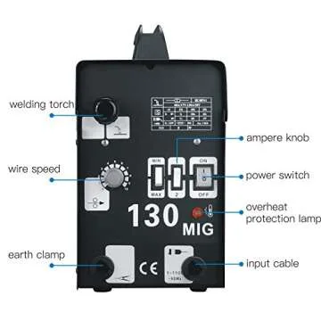 SUNCOO 130 MIG Welder Flux Core Wire Automatic Feed No Gas Little Welder Portable Welding Machine 110 Volt with Brush, Black