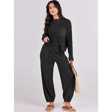 Prinbara Two 2 Piece Outfits Womens 2023 Casual Fall Fashion Matching Lounge Sets Cute Sweatsuits Sw...