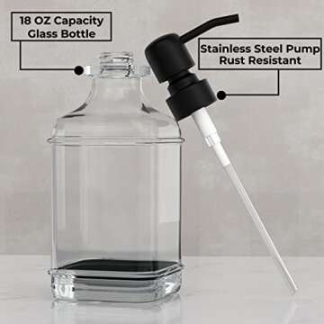GLADPURE 2 Pack Soap Dispenser, 18 Oz Antique Design Thick Glass Hand Dispensers; with 304 Rust Proo...