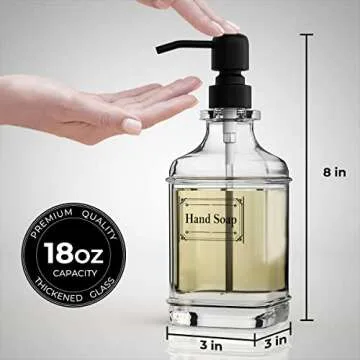 GLADPURE 18 Oz Thick Glass Soap Dispenser Set with Pump