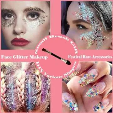 Body Face Chunky Glitter Gel: Pink White Silver Face Sparkles Glitter Gel Makeup for Singer Concerts...