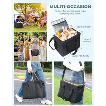 Oasser Trunk Organizer with Cooler Bag, Large Collapsible Car Trunk Organizer for SUV with Multi Compartments, Car Storage Organizer Grocery with Lid for Sedan (Extra Large, Black&Yellow)