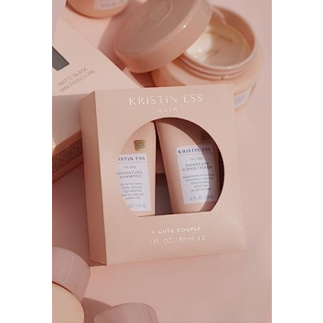 Kristin Ess Signature Travel Size Salon Shampoo + Conditioner Set for Moisture, Softness + Shine - Anti Frizz + Lightly Clarifying - Sulfate Free, Vegan + Safe for Color Treated Hair - Mini Travel Set