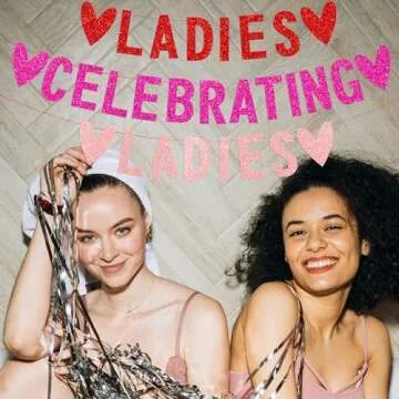 Ladies Celebrating Ladies Galentine's Day Banner Hanging Swirls