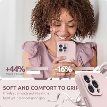 SURPHY Compatible with iPhone 13 Pro Case with Screen Protector, (Camera Protection & Soft Microfiber Lining) Liquid Silicone Phone Case 6.1 inch 2021, Pink Sand