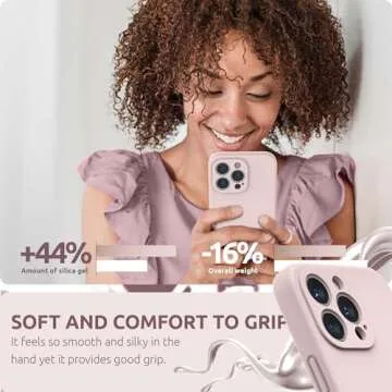 SURPHY Compatible with iPhone 13 Pro Case with Screen Protector, (Camera Protection & Soft Microfiber Lining) Liquid Silicone Phone Case 6.1 inch 2021, Pink Sand