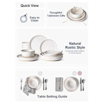 LE TAUCI Dinnerware Sets 12 PCS, Ceramic Plates and Bowls Set, For Housewarming (28 oz Cereal Bowl+ 8" Salad Dish+10" Dinner Plate) x 4, Oven safe, Arctic White
