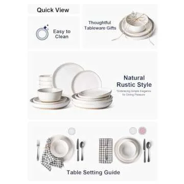 LE TAUCI Dinnerware Sets 12 PCS, Ceramic Plates and Bowls Set, For Housewarming (28 oz Cereal Bowl+ 8" Salad Dish+10" Dinner Plate) x 4, Oven safe, Arctic White