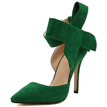 Z&L Fashion Women's Pointy Toe High Heel Stiletto Big Bow Pumps Green Size 8