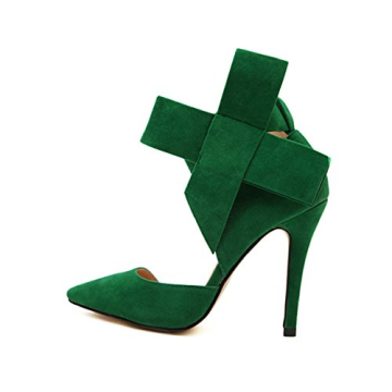 Z&L Fashion Women's Pointy Toe High Heel Stiletto Big Bow Pumps Green Size 8