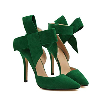Z&L Fashion Women's Pointy Toe High Heel Stiletto Big Bow Pumps Green Size 8