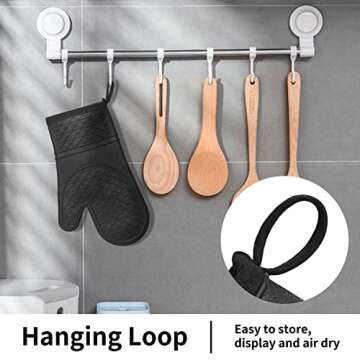 Vaincre Oven Mitts Heat Resistant - 2PCS Black Silicone Oven Mitts, Non-Slip Grip Soft Cooking Potholders, Flexible Kitchen Gloves Potholders Baking Gloves for Cooking Baking Kitchen