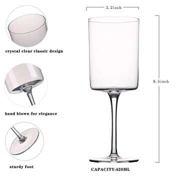 HOJIBOFA Red Wine Glasses, Wine Glasses set of 4,Hand Blown Burgundy Lead-Free Premium Crystal Clear Wine Glass,Ultra-thin Large Glass Goblets For Best Wine Tasting,Great Gift Packaging (15OZ)