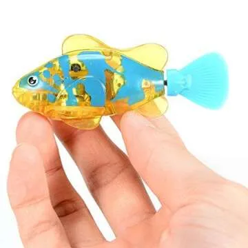 XYKTGH Swimming Robot Fish Toy for Kids with LED Light, Mini Aquarium Fish, 2020 New Bath Toys, Interactive Plastic Fish Toys (4 pcs), Electronic Cat Toy Gift to Stimulate Your Pet's Hunter Instincts