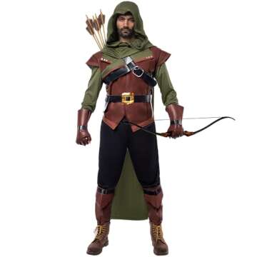 Spooktacular Creations Renaissance Robin Hood Costume Men Adult, Set Made of Leather for Halloween Costume (Small)