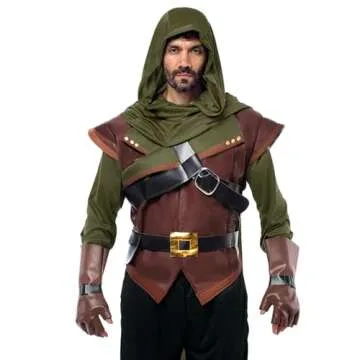 Spooktacular Creations Renaissance Robin Hood Costume Men Adult, Set Made of Leather for Halloween Costume (Small)