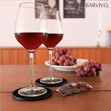 Barvivo Black Silicone Coasters for Drinks - Anti Slip Coaster Sets with Holder, 8 Pack - Cup Coasters for Tabletop Protection in Office or Home - Unbreakable Table Coaster for Outdoor and Indoor
