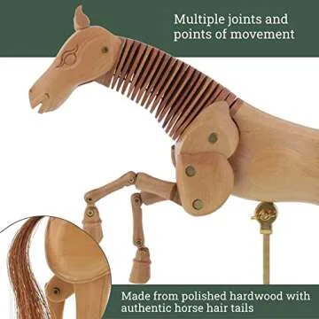 U.S. Art Supply Wooden 8" Horse Artist Drawing Manikin Articulated Mannequin