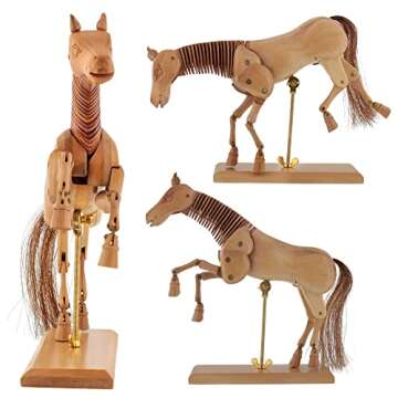 U.S. Art Supply Wooden 8" Horse Artist Drawing Manikin Articulated Mannequin