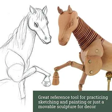 U.S. Art Supply Wooden 8" Horse Artist Drawing Manikin Articulated Mannequin