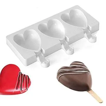 KALAIEN 2 Pack Silicone Easy Cream Mini Ice Cream Bar Mold Popsicle Molds Set Ice Pop Mold with 40 Wooden Sticks
