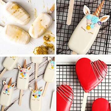 KALAIEN 2 Pack Silicone Easy Cream Mini Ice Cream Bar Mold Popsicle Molds Set Ice Pop Mold with 40 Wooden Sticks