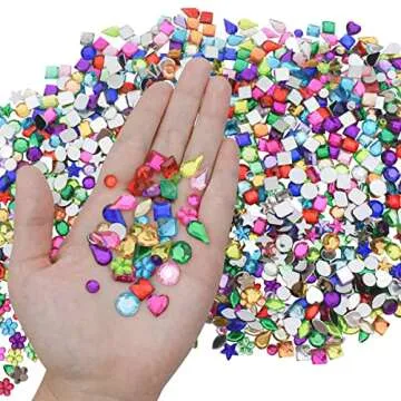 1200 Pack Acrylic Flatback Rhinestones Jewels Craft Gems Jewels Crafts Gemstone Pirate Treasure Jewels Jewels Stickers Rhinestones Party Arts Decoration for Kids Colorful Bling Crystal (12 Shapes)