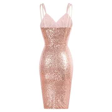 GRACE KARIN Sexy Sequin Party Dresses Wrap V-Neck Bodycon Pencil Dress Rose Gold XL