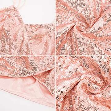 GRACE KARIN Sexy Sequin Party Dresses Wrap V-Neck Bodycon Pencil Dress Rose Gold XL