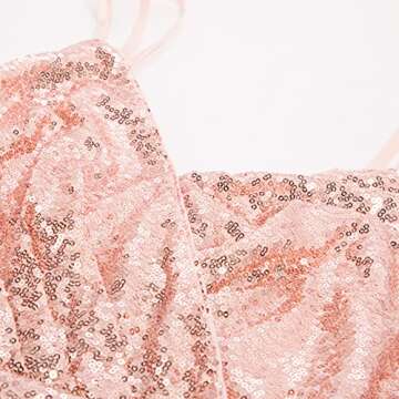 GRACE KARIN Sexy Sequin Party Dresses Wrap V-Neck Bodycon Pencil Dress Rose Gold XL