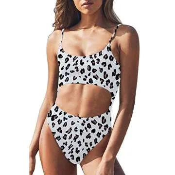Meyeeka Women's Leopard Print High Cut Monokini
