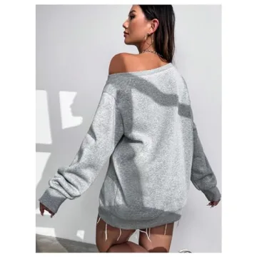 RoseSeek Off The Shoulder Sweatshirt for Trendy Comfort