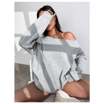 RoseSeek Off The Shoulder Sweatshirt for Trendy Comfort