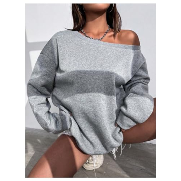 RoseSeek Off The Shoulder Sweatshirt for Trendy Comfort