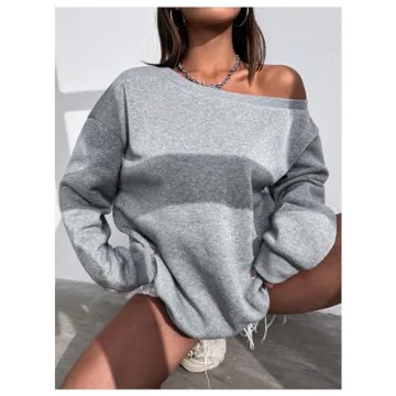 RoseSeek Off The Shoulder Sweatshirt for Trendy Comfort