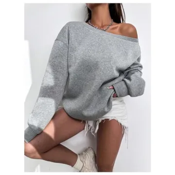 RoseSeek Off The Shoulder Sweatshirt for Trendy Comfort