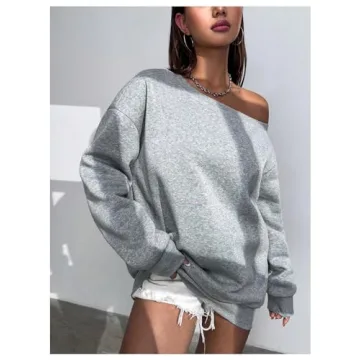 RoseSeek Off The Shoulder Sweatshirt for Trendy Comfort