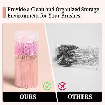 300PCS 3 Color Disposable Eyelash Brush with 3 Containers, Spoolies for Eyelash Extensions, Crystal ...