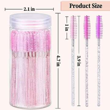 300PCS 3 Color Disposable Eyelash Brush with 3 Containers, Spoolies for Eyelash Extensions, Crystal Mascara Wands, Eyebrow Brushes for Makeup Accessories, Eye Lash Tools - Pink, Rose, Purple