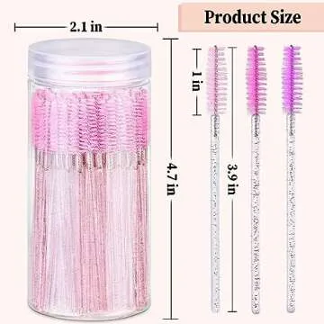 300PCS 3 Color Disposable Eyelash Brush with 3 Containers, Spoolies for Eyelash Extensions, Crystal Mascara Wands, Eyebrow Brushes for Makeup Accessories, Eye Lash Tools - Pink, Rose, Purple