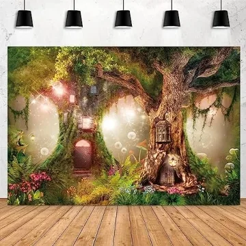 OFILA 7x5ft Enchanted Forest Backdrop for Parties