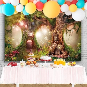 OFILA 7x5ft Enchanted Forest Backdrop for Parties