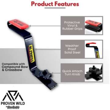 My Bow Buddy Hi-Profile Hang-On Buddy Hunting Bow Holder | Stainless Steel Bow Hangers for Tree Stand | Tree Stand Accessories for Hunting for Compound or Crossbow | Tree Stand Accessory Holder