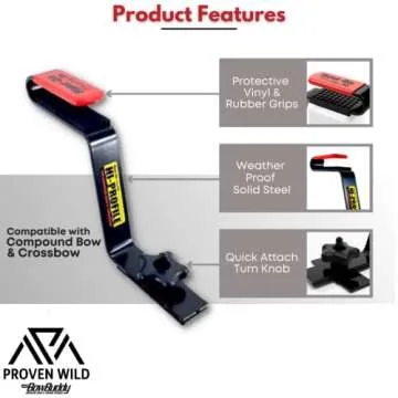 My Bow Buddy Hi-Profile Hang-On Buddy Hunting Bow Holder | Stainless Steel Bow Hangers for Tree Stand | Tree Stand Accessories for Hunting for Compound or Crossbow | Tree Stand Accessory Holder