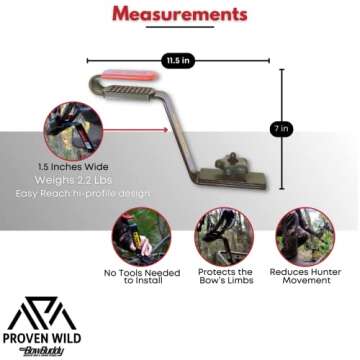 My Bow Buddy Hi-Profile Hang-On Buddy Hunting Bow Holder | Stainless Steel Bow Hangers for Tree Stand | Tree Stand Accessories for Hunting for Compound or Crossbow | Tree Stand Accessory Holder